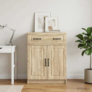 vidaXL Dressoir met lade Sonoma Eiken 66 x 34,5 x 87 cm Bewerkt hout