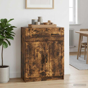 vidaXL Dressoir met lade Gerookt eiken 66 x 34,5 x 87 cm Bewerkt hout