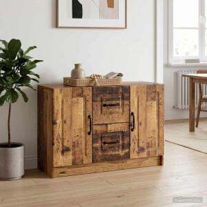 vidaXL Dressoir met lade Oud hout 89 x 34,5 x 57 cm Bewerkt hout