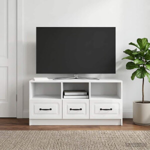 vidaXL TV-kast met lade Hoogglans Wit 102 x 34,5 x 47 cm Bewerkt hout