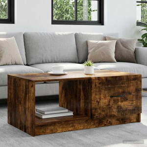 vidaXL Salontafel Gerookt eiken 90 x 50 x 37 cm Bewerkt hout