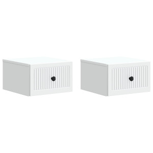 vidaXL Wandbeugel Bedkast 2 pcs Wit 33 x 34,5 x 20 cm Bewerkt hout