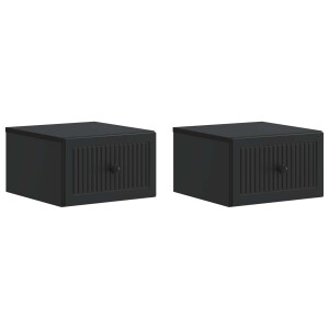 vidaXL Wandbeugel Bedkast 2 pcs Zwart 33 x 34,5 x 20 cm Bewerkt hout