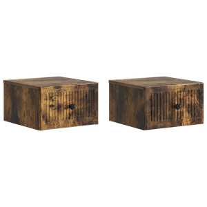 vidaXL Wandbeugel Bedkast 2 pcs Gerookt eiken 33 x 34,5 x 20 cm