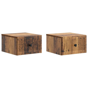vidaXL Wandbeugel Bedkast met lade 2 pcs Oud hout 33 x 34,5 x 20 cm