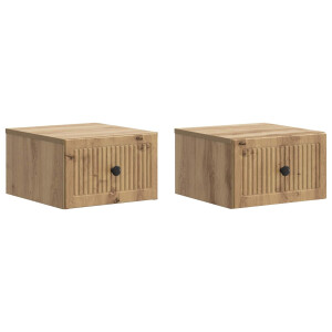 vidaXL Wandbeugel Bedkast 2 pcs Artisanaal eiken 33 x 34,5 x 20 cm
