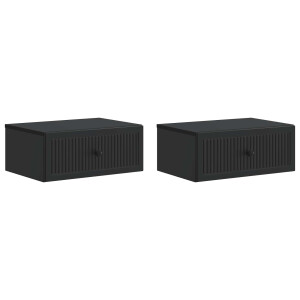 vidaXL Nachtkastje met lade 2 pcs Zwart 49 x 34,5 x 20 cm Bewerkt hout