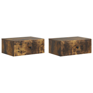 vidaXL Nachtkastje 2 pcs Gerookt eiken 49 x 34,5 x 20 cm Bewerkt hout