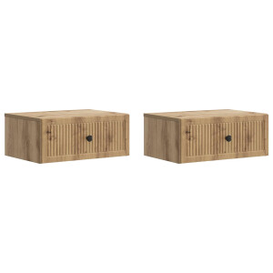 vidaXL Nachtkastje met lade 2 pcs Artisanaal eiken 49 x 34,5 x 20 cm