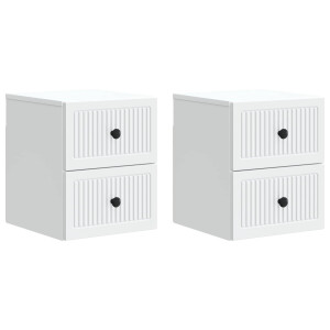 vidaXL Wandbeugel Bedkast 2 pcs Wit 33 x 34,5 x 40 cm Bewerkt hout