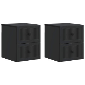 vidaXL Wandbeugel Bedkast 2 pcs Zwart 33 x 34,5 x 40 cm Bewerkt hout