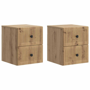 vidaXL Wandbeugel Bedkast 2 pcs Artisanaal eiken 33 x 34,5 x 40 cm