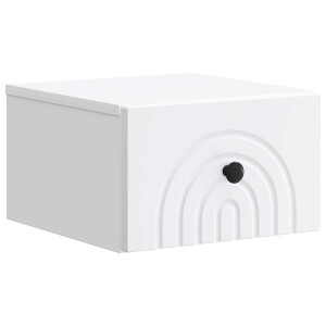 vidaXL Wandbeugel Bedkast met lade Wit 33 x 34,5 x 20 cm Bewerkt hout
