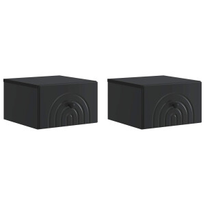 vidaXL Wandbeugel Bedkast 2 pcs Zwart 33 x 34,5 x 20 cm Bewerkt hout