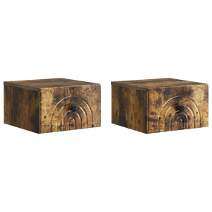 vidaXL Wandbeugel Bedkast 2 pcs Gerookt eiken 33 x 34,5 x 20 cm