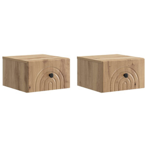 vidaXL Wandbeugel Bedkast 2 pcs Artisanaal eiken 33 x 34,5 x 20 cm