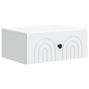 vidaXL Wandbeugel Bedkast met lade Wit 49 x 34,5 x 20 cm Bewerkt hout