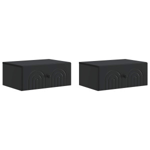 vidaXL Wandbeugel Bedkast 2 pcs Zwart 49 x 34,5 x 20 cm Bewerkt hout