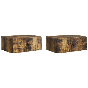 vidaXL Wandbeugel Bedkast 2 pcs Gerookt eiken 49 x 34,5 x 20 cm