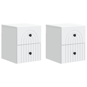 vidaXL Wandbeugel Bedkast 2 pcs Wit 33 x 34,5 x 40 cm Bewerkt hout