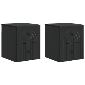 vidaXL Wandbeugel Bedkast 2 pcs Zwart 33 x 34,5 x 40 cm Bewerkt hout