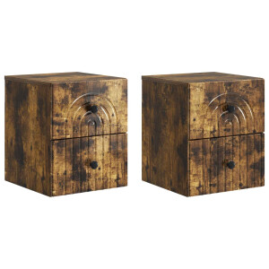 vidaXL Wandbeugel Bedkast 2 pcs Gerookt eiken 33 x 34,5 x 40 cm