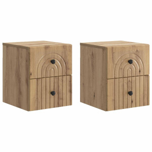 vidaXL Wandbeugel Bedkast 2 pcs Artisanaal eiken 33 x 34,5 x 40 cm
