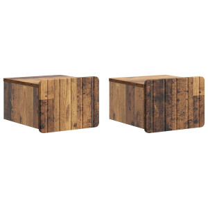 vidaXL Wandbeugel Bedkast met lade 2 pcs Oud hout 33 x 34,5 x 24 cm