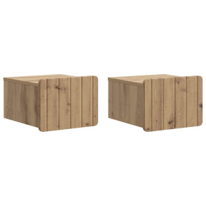 vidaXL Wandbeugel Bedkast 2 pcs Artisanaal eiken 33 x 34,5 x 24 cm