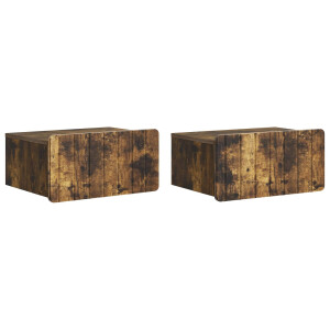 vidaXL Wandbeugel Bedkast 2 pcs Gerookt eiken 49 x 34,5 x 24 cm