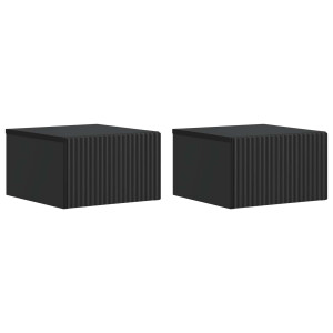 vidaXL Wandbeugel Bedkast 2 pcs Zwart 33 x 34,5 x 20 cm Bewerkt hout