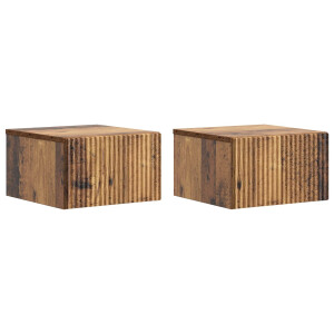 vidaXL Wandbeugel Bedkast met lade 2 pcs Oud hout 33 x 34,5 x 20 cm