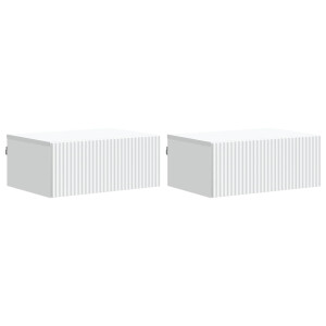 vidaXL Wandbeugel Bedkast 2 pcs Wit 49 x 34,5 x 20 cm Bewerkt hout