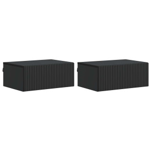 vidaXL Wandbeugel Bedkast 2 pcs Zwart 49 x 34,5 x 20 cm Bewerkt hout