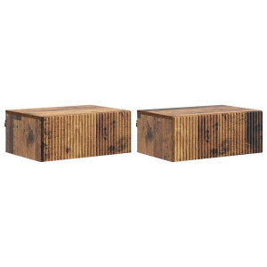 vidaXL Wandbeugel Bedkast met lade 2 pcs Oud hout 49 x 34,5 x 20 cm