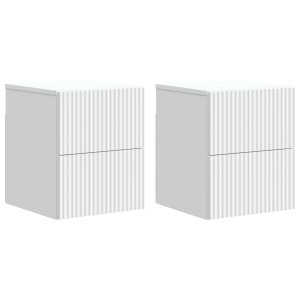 vidaXL Wandbeugel Bedkast 2 pcs Wit 33 x 34,5 x 40 cm Bewerkt hout