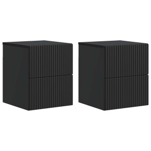 vidaXL Wandbeugel Bedkast 2 pcs Zwart 33 x 34,5 x 40 cm Bewerkt hout