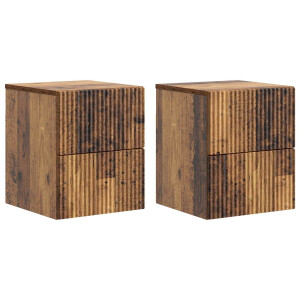 vidaXL Wandbeugel Bedkast met lade 2 pcs Oud hout 33 x 34,5 x 40 cm