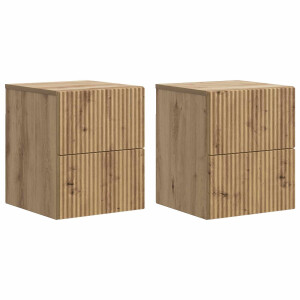 vidaXL Wandbeugel Bedkast 2 pcs Artisanaal eiken 33 x 34,5 x 40 cm