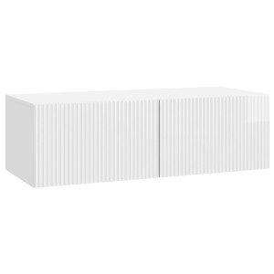 vidaXL Wandbeugel TV-kast Hoogglans Wit 98 x 41 x 30 cm Bewerkt hout