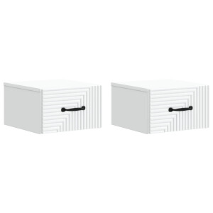 vidaXL Wandbeugel Bedkast 2 pcs Wit 34,5 x 33 x 20 cm Bewerkt hout