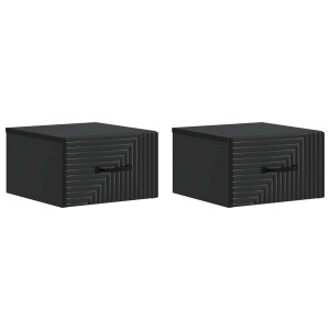 vidaXL Wandbeugel Bedkast 2 pcs Zwart 34,5 x 33 x 20 cm Bewerkt hout