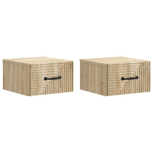vidaXL Wandbeugel Bedkast 2 pcs Sonoma Eiken 34,5 x 33 x 20 cm
