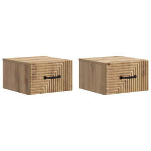 vidaXL Wandbeugel Bedkast 2 pcs Artisanaal eiken 34,5 x 33 x 20 cm