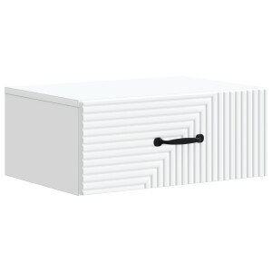 vidaXL Wandbeugel Bedkast met lade Wit 49 x 34,5 x 20 cm Bewerkt hout
