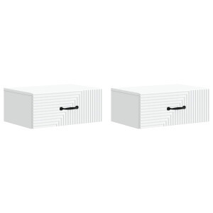 vidaXL Wandbeugel Bedkast 2 pcs Wit 49 x 34,5 x 20 cm Bewerkt hout
