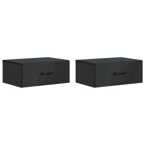 vidaXL Wandbeugel Bedkast 2 pcs Zwart 49 x 34,5 x 20 cm Bewerkt hout