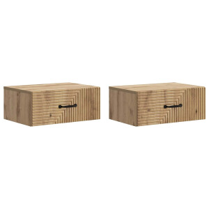 vidaXL Wandbeugel Bedkast 2 pcs Artisanaal eiken 49 x 34,5 x 20 cm