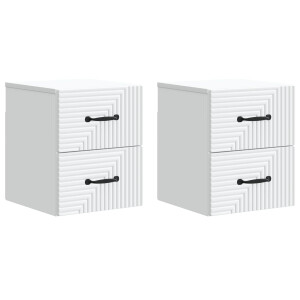 vidaXL Wandbeugel Bedkast 2 pcs Wit 34,5 x 33 x 40 cm Bewerkt hout
