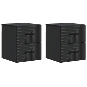 vidaXL Wandbeugel Bedkast 2 pcs Zwart 34,5 x 33 x 40 cm Bewerkt hout
